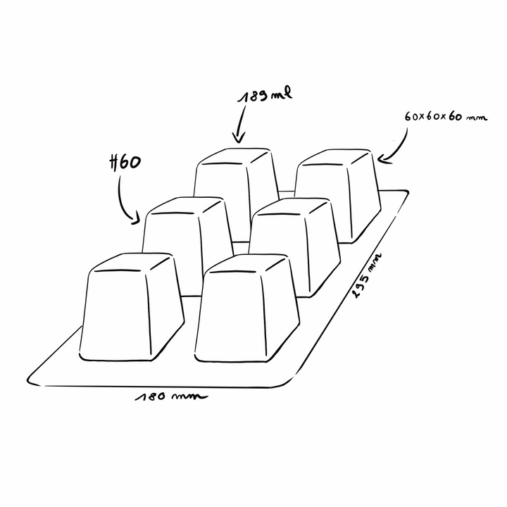 Individual dessert tray - 6 Mini-Cube molds